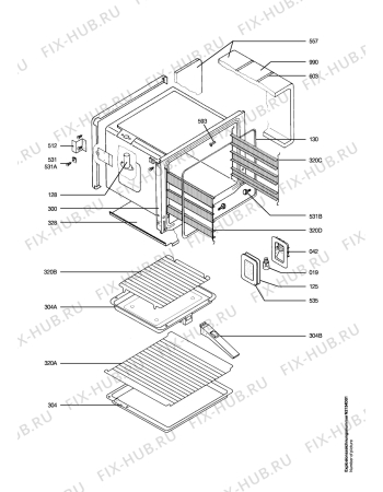 Взрыв-схема плиты (духовки) Aeg CB81005-A     UK - Схема узла Oven